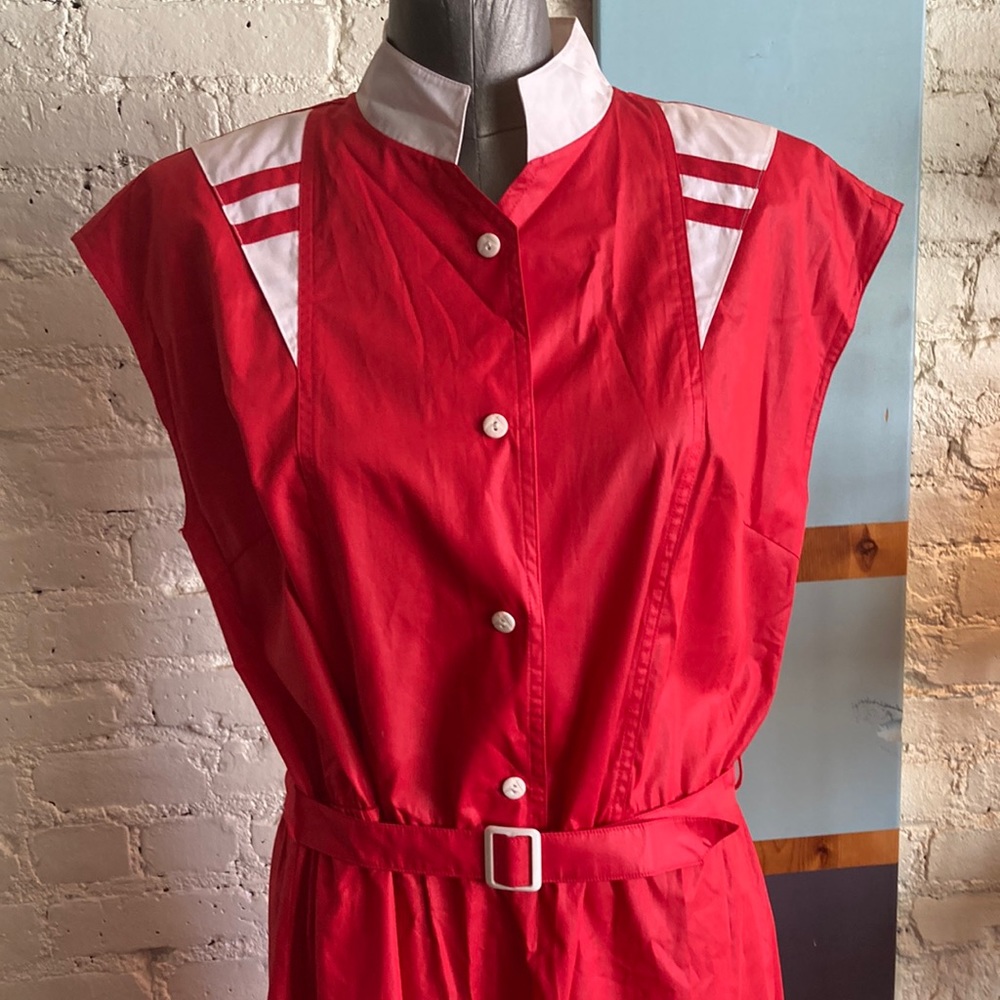 Vintage 80s does 40s 50s red midi dress